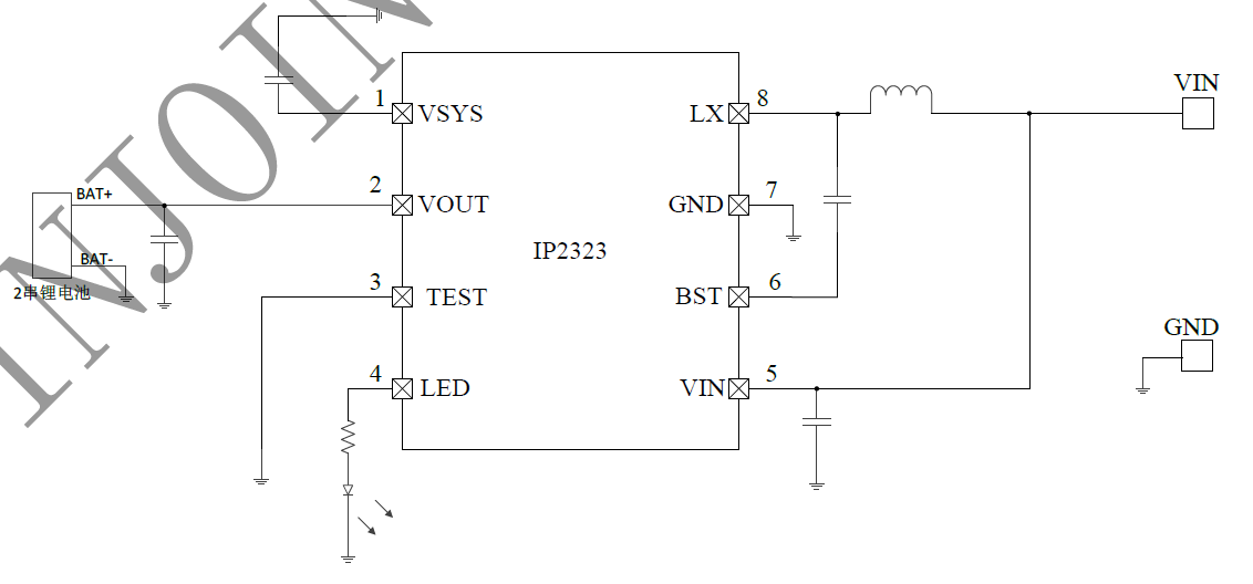 IP2323 5V輸入雙節(jié)串聯(lián)電池升壓充電IC