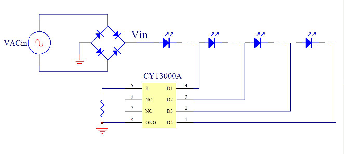 去電源化高壓恒流芯片CYT3000A電源驅(qū)動芯片